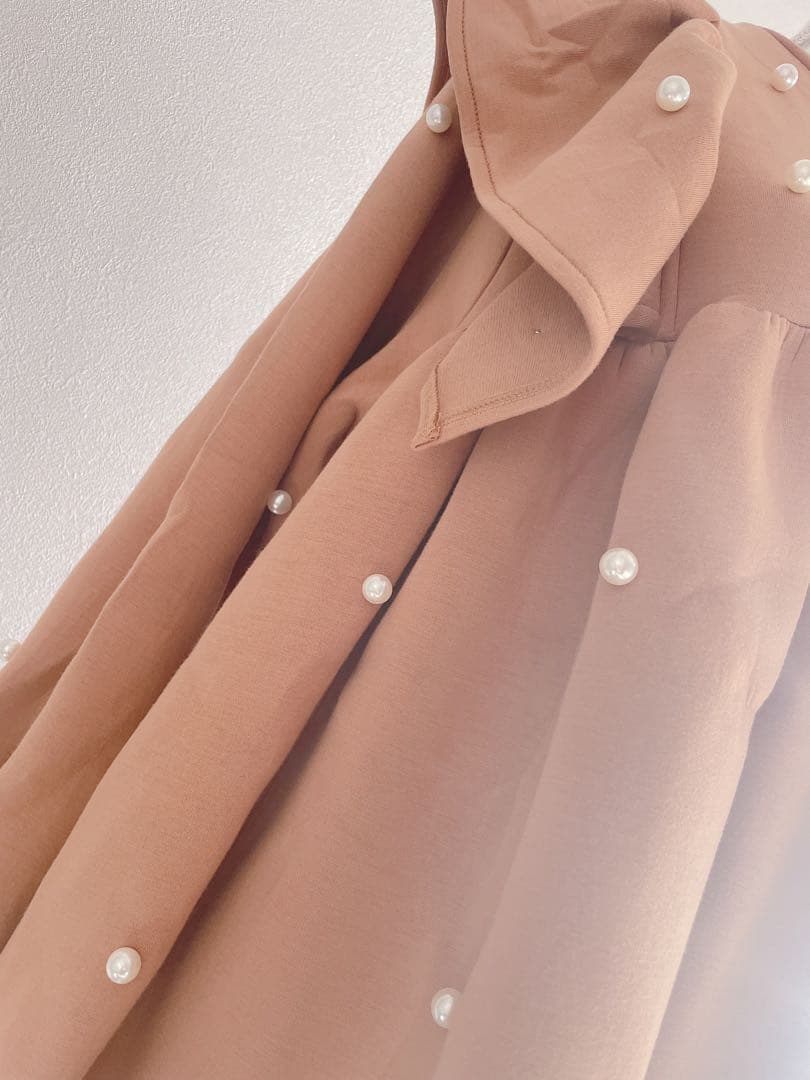 MARREY ME マリーミー　パール　ボンディング　スウェット　キャメル