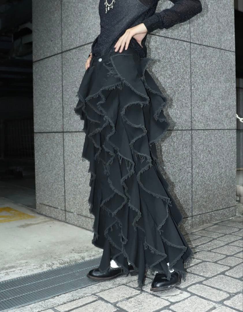 BELPER RAFFLE CHINO PANTS(BLACK) ラッフルパンツ