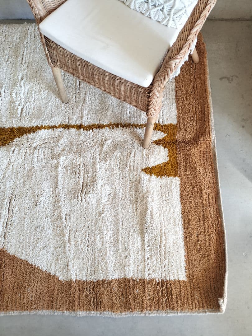 大判/新品/モダンなベニワレンラグ モロッコNo.748