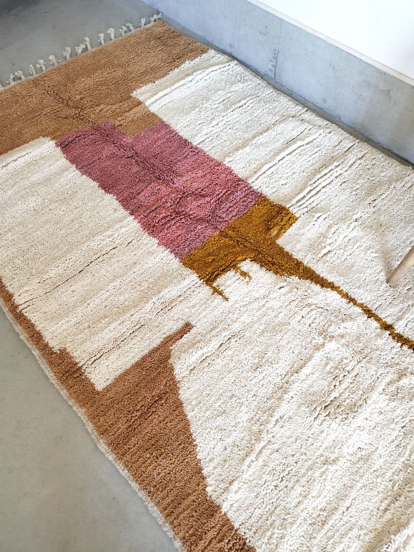 大判/新品/モダンなベニワレンラグ モロッコNo.748