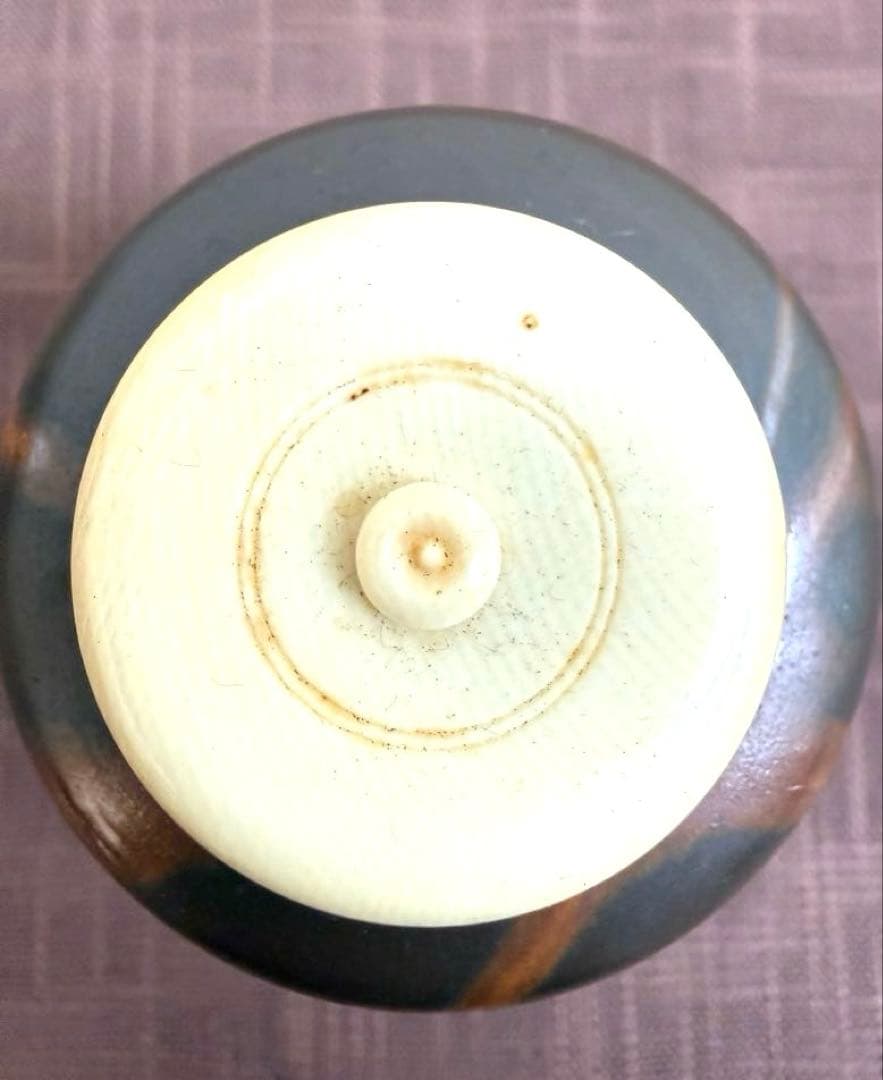 小西陶古　備前茶入　共箱　笹蔓緞子　備前焼　伊部　美品