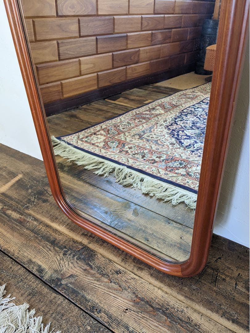 アーチ型 木製フレームミラー 姿見 全身鏡