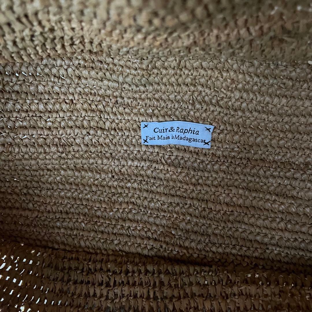 美品希少⭐︎サンアルシデ 持ち手レザーベルト　ラフィアトートバッグ