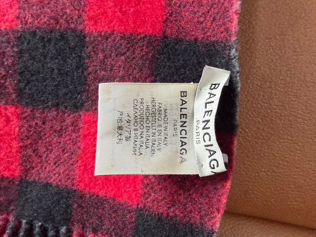 希少 BALENCIAGA チェック ウール 大判ブランケット ショール