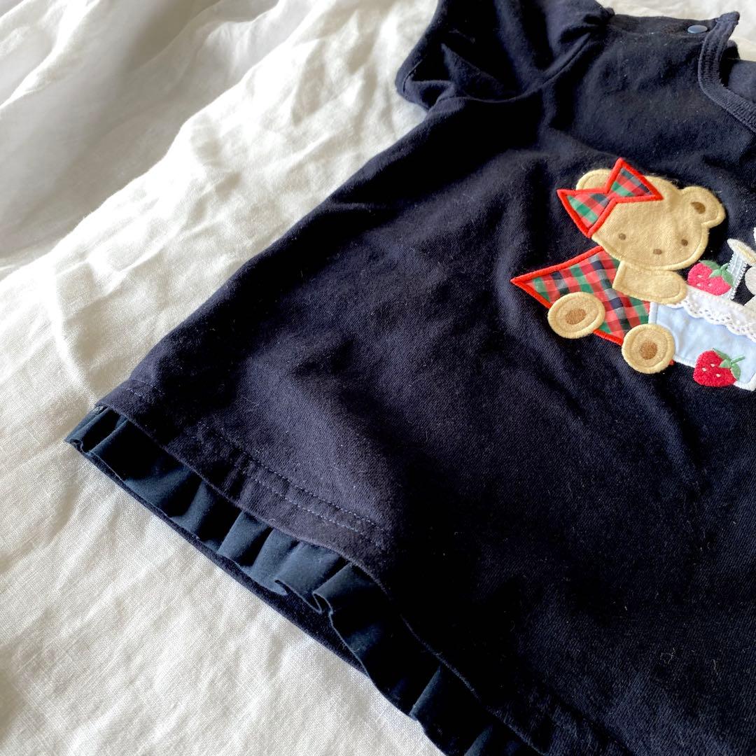 ファミリア♪Tシャツ　90サイズ　紺色　フリル　在庫わずか
