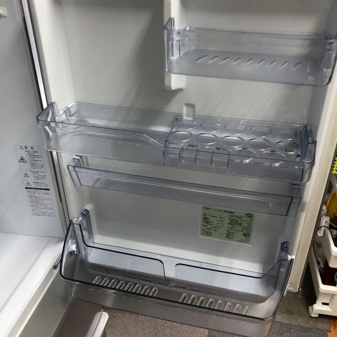 【美品】AQUA　ノンフロン冷凍冷蔵庫　AQR-27K　2021年製