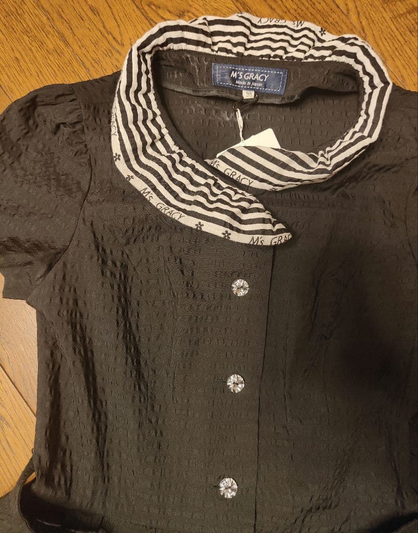 yukiko【エムズグレイシー】縞襟ワンピ【38】