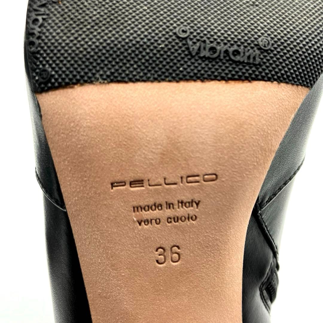 【m】ペリーコ レザー ショートブーツ 黒 36 サイドジップ イタリア製