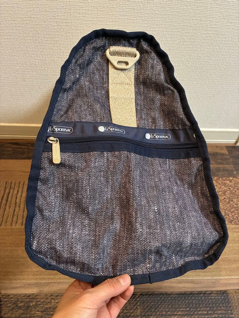 新品同　レスポートサック ボストンバッグ　デニムブルー×霜降りベージュ