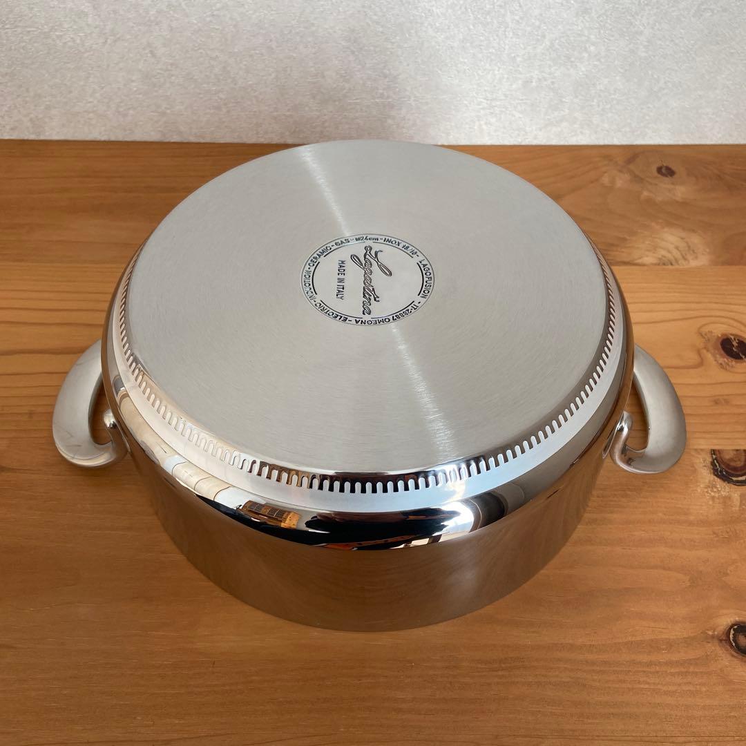 【新品】ラゴスティーナ　ステンレス製 リゾット鍋 　木製鍋敷付き