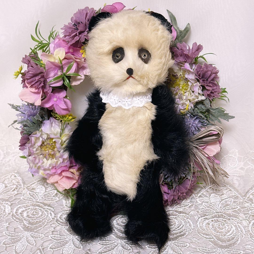 ❤️超激レア！！❤️リアルファーのアンティークパンダ　テディベア　アンティークベア