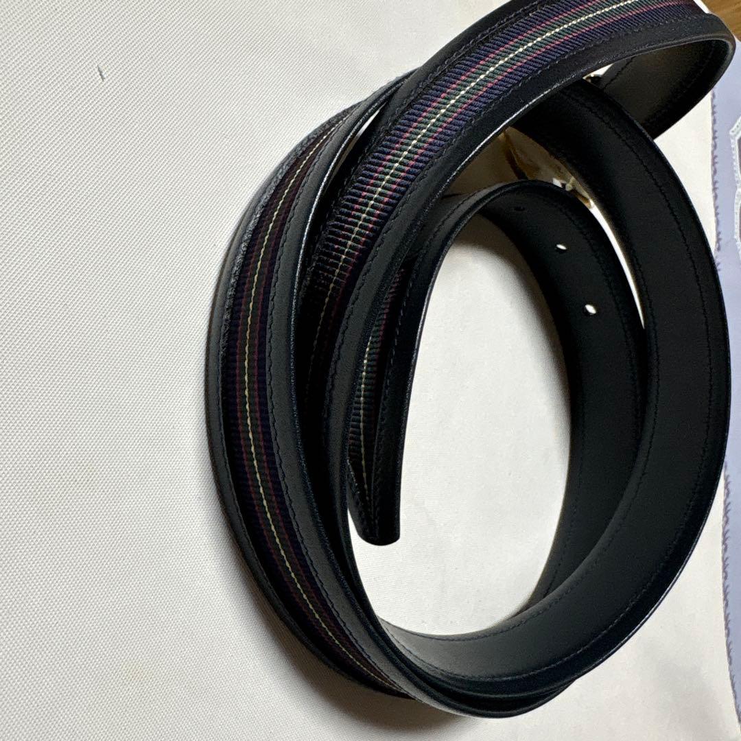 ストライプデザイン ベルト 黒に近い紺
