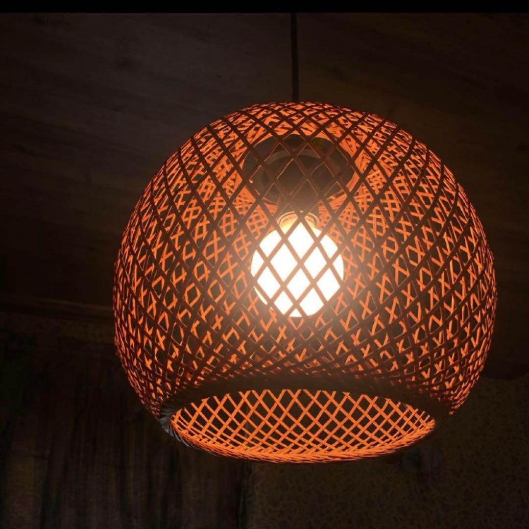 竹細工　天井照明　和風モダン　ペンダントライト　ナチュラル　昭和レトロ