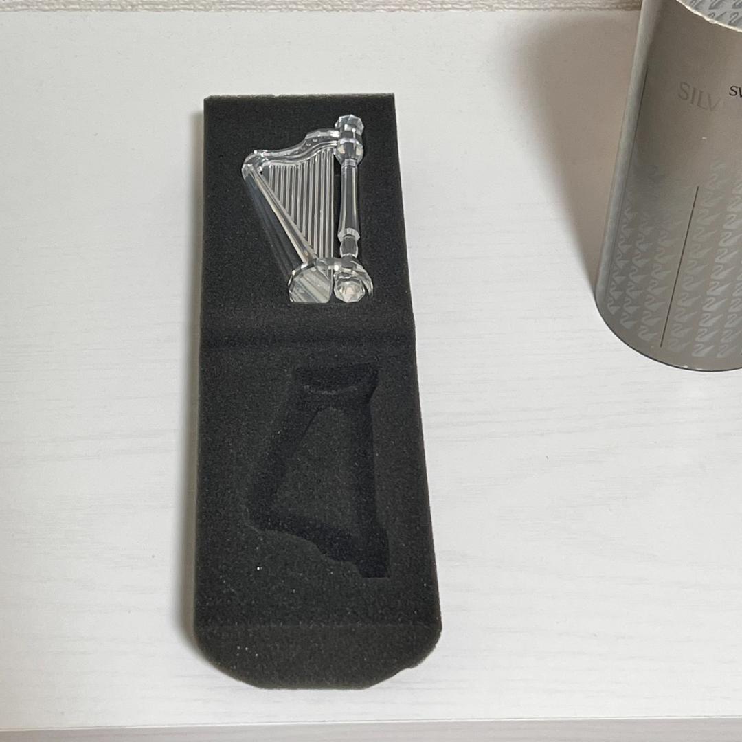 【美品】スワロフスキー クリスタル 置物 ハープ Swarovski