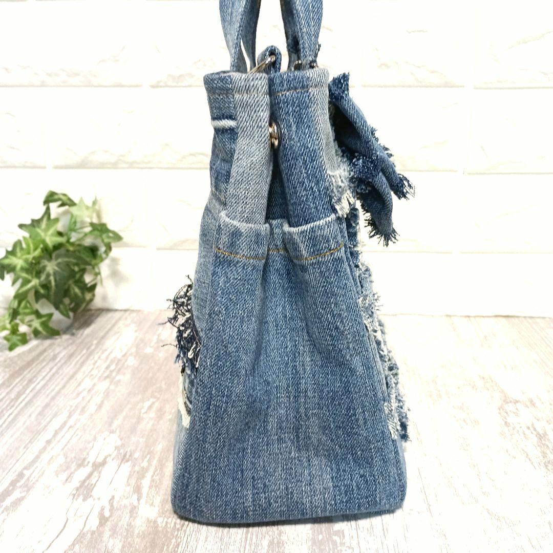 リメイクデニム★フリンジトートバッグM＋ショルダーストラップ