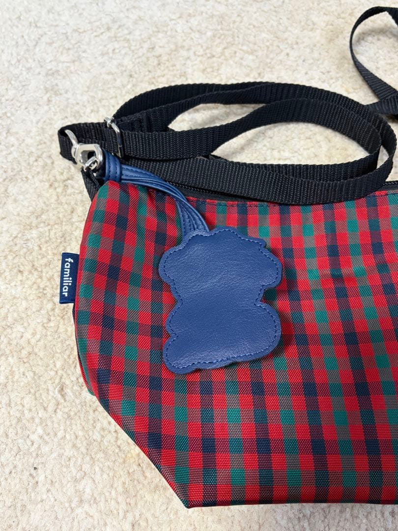 familiar 舟形ポシェット 赤系ファミリアチェック