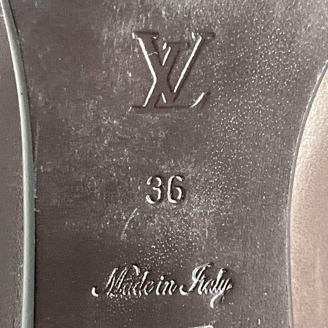 ルイヴィトン　ロングブーツ　LVロゴ金具　ベルトデザイン　ブラウン　レザー　36