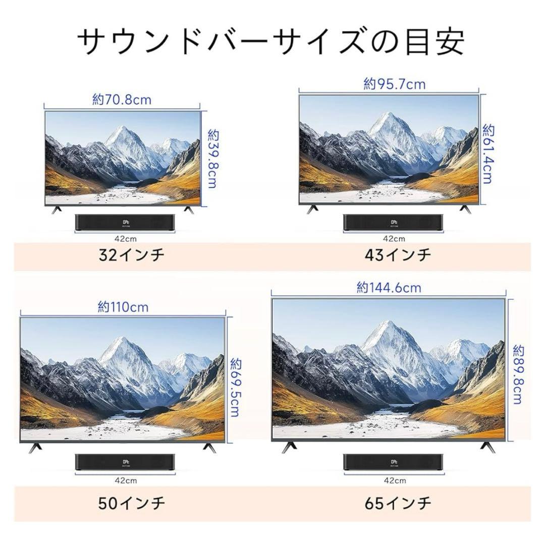 BESTISAN 2.1chサウンドバー テレビ用サウンドバー 重低音強化型