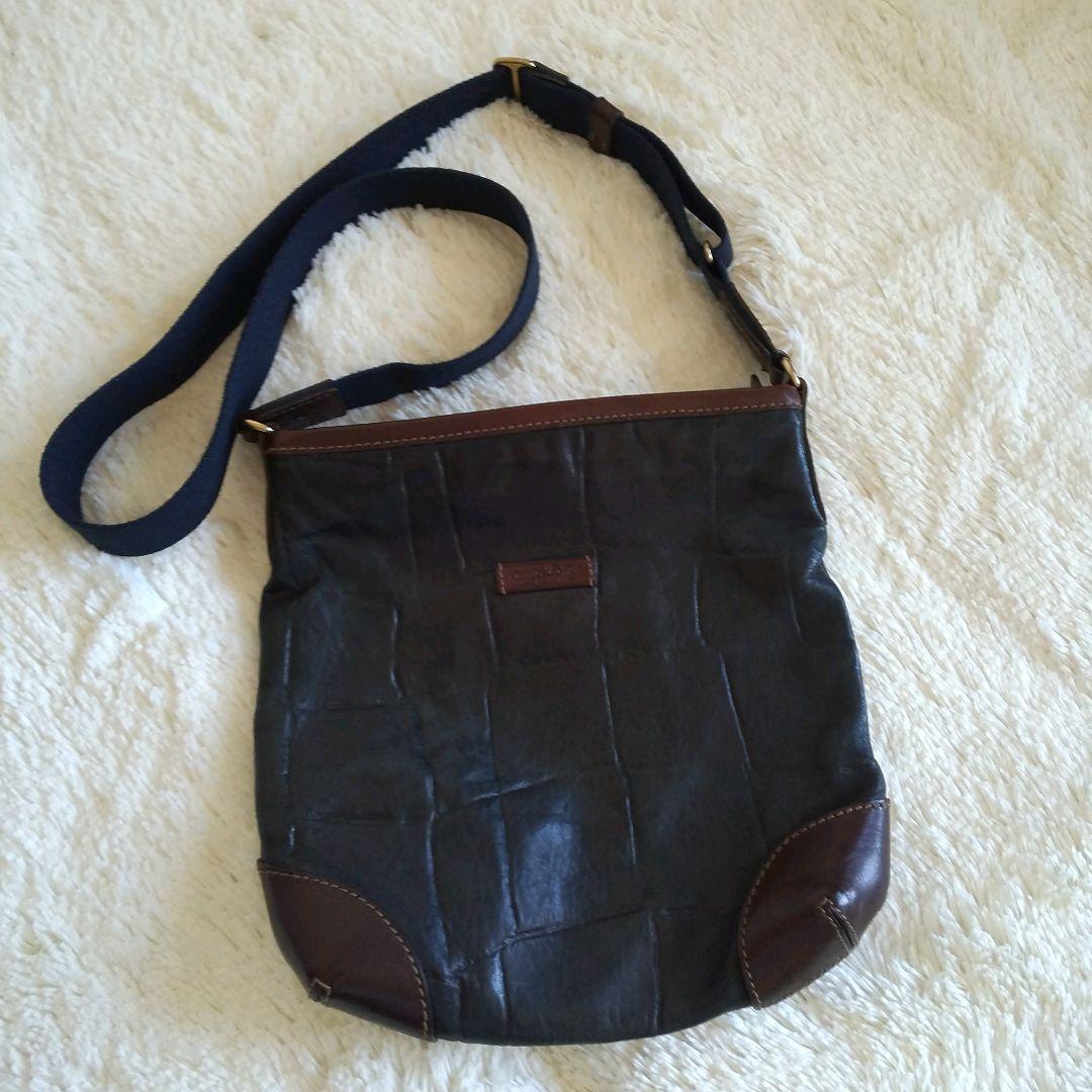 ダニエルアンドボブ　ショルダーバッグ レザー型押し 濃ネイビー