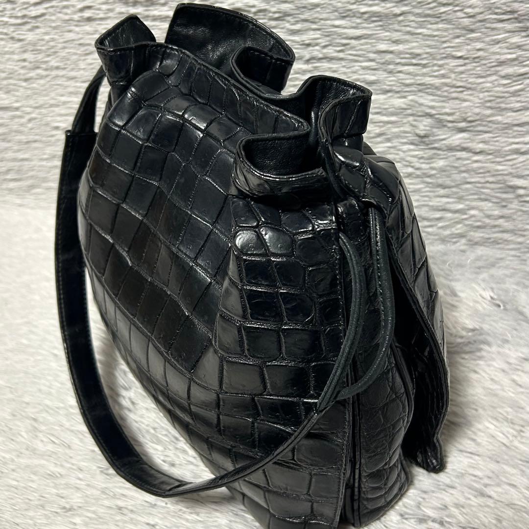 TAIRS テアーズ クロコダイル ショルダーバッグ　巾着型レザーバッグ