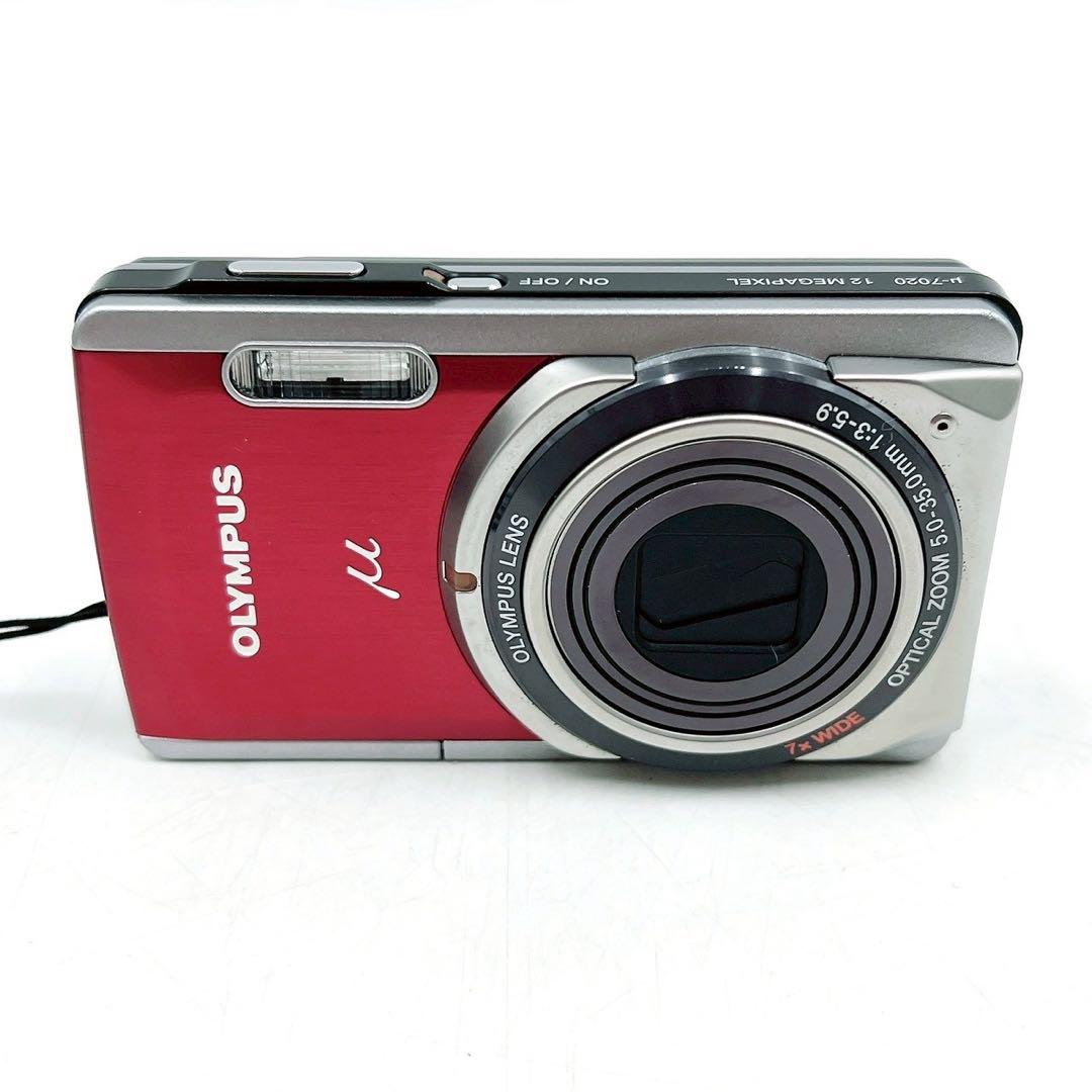 ほぼ新品 付属品完備 オリンパス μ-7020 デジタルカメラ デジカメ レッド