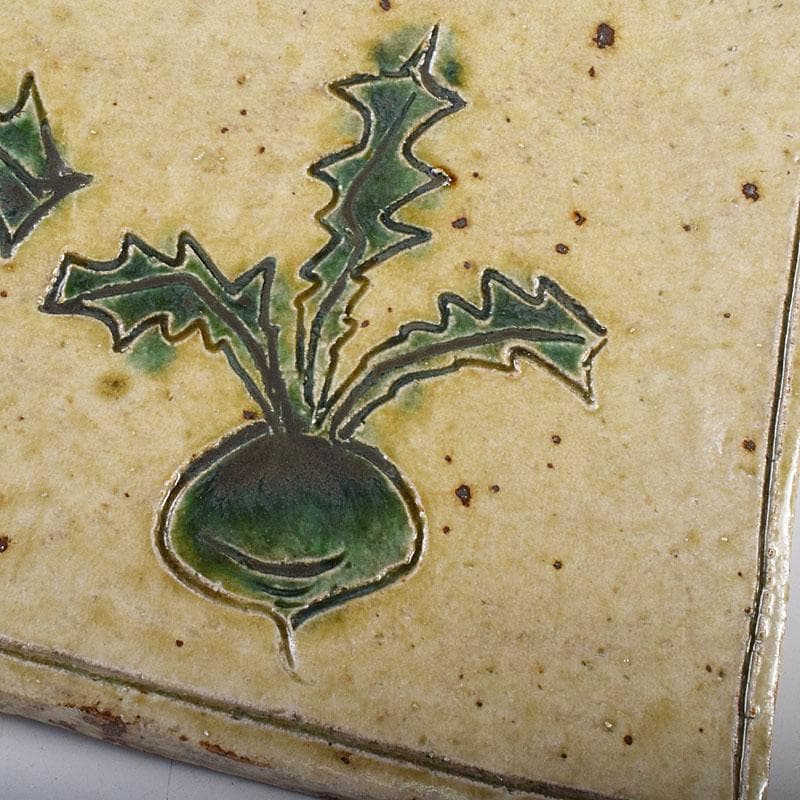 ジムシム　北大路魯山人作　黄瀬戸　織部蕪文　爼大皿　共箱　D　R8120C