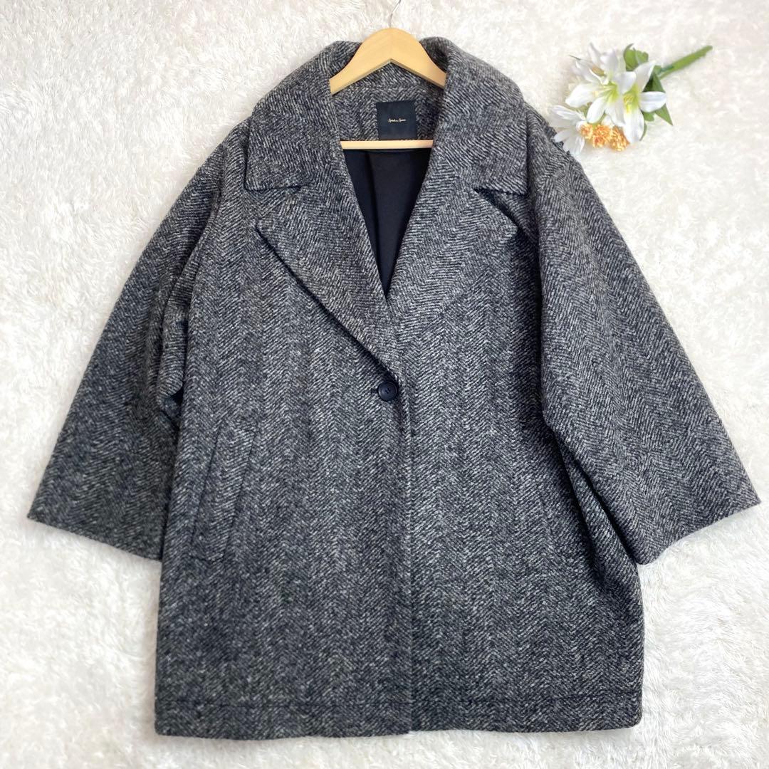 22AWスピックアンドスパン　W スライバーヘリンボーンミドルコート　Mサイズ