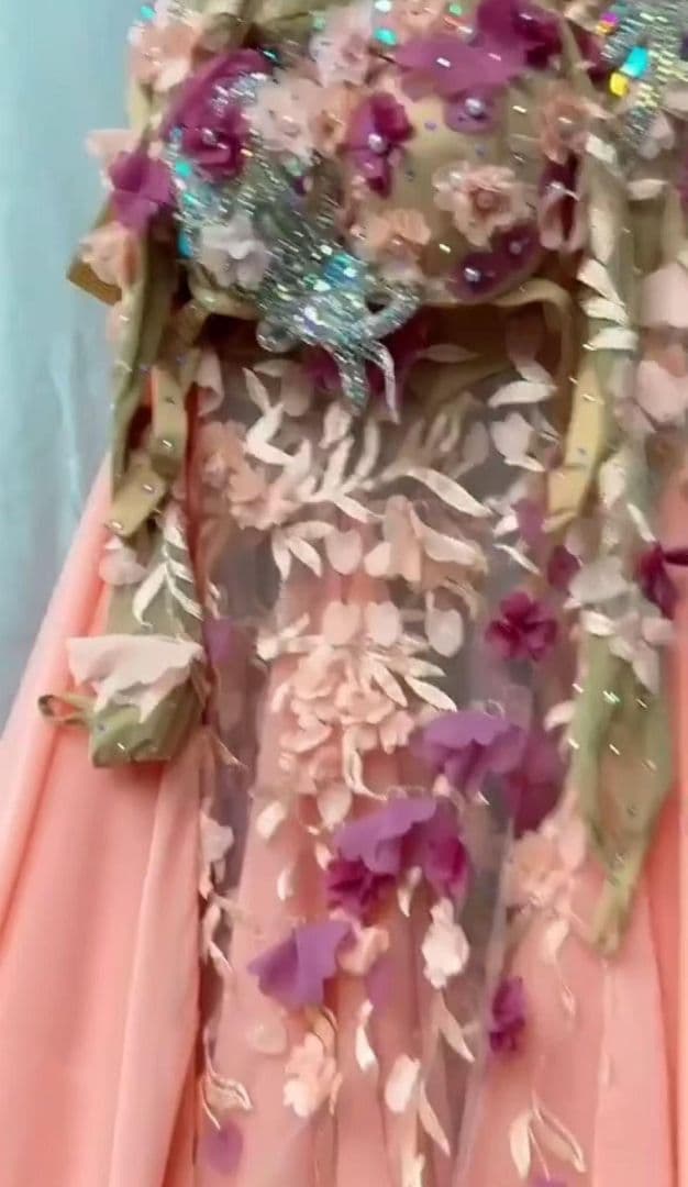 セールベリーダンス衣装 ブラスカートセット オレンジ系 花 オーダーメイド