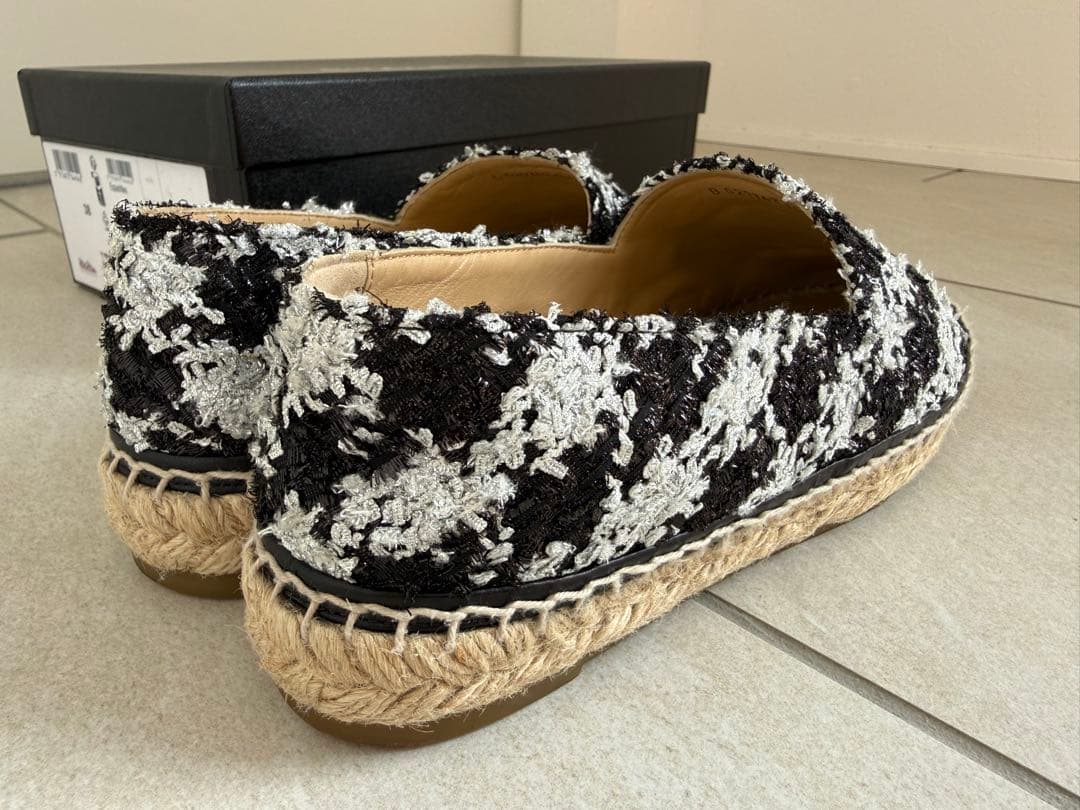 CHANEL エスパドリーユ シューズ 黒・白・銀