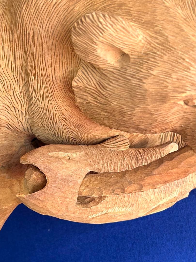 日川清作 トゥムシ彫り 木彫熊 1989年 北海道阿寒湖 3.4kg 37cm