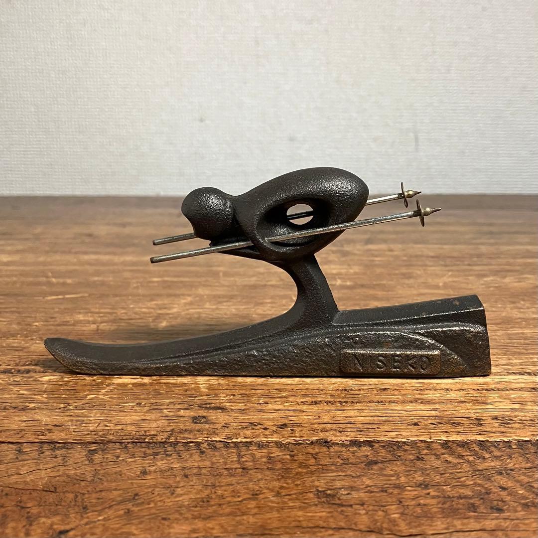 レトロ スキーヤー ペーパーウェイト 鉄 アイアン 雑貨 文鎮 アンティーク