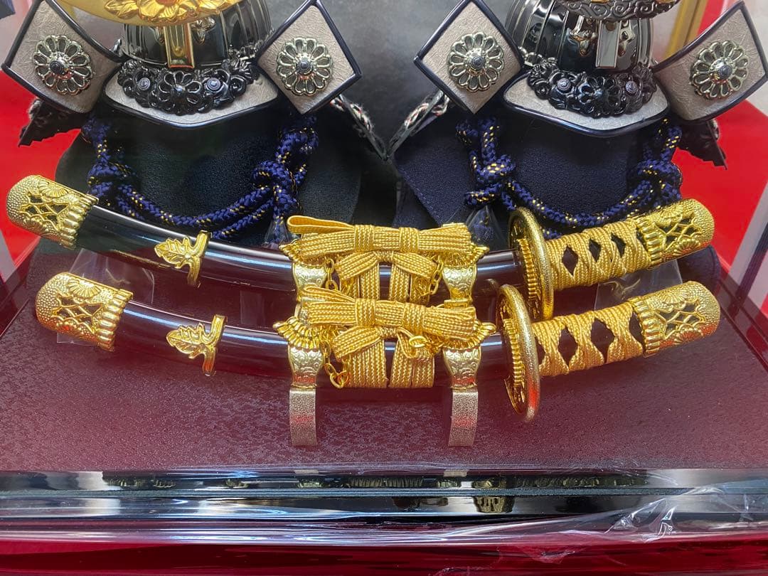 直江兼続　上杉謙信　五月人形　兜飾り　ガラスケース入