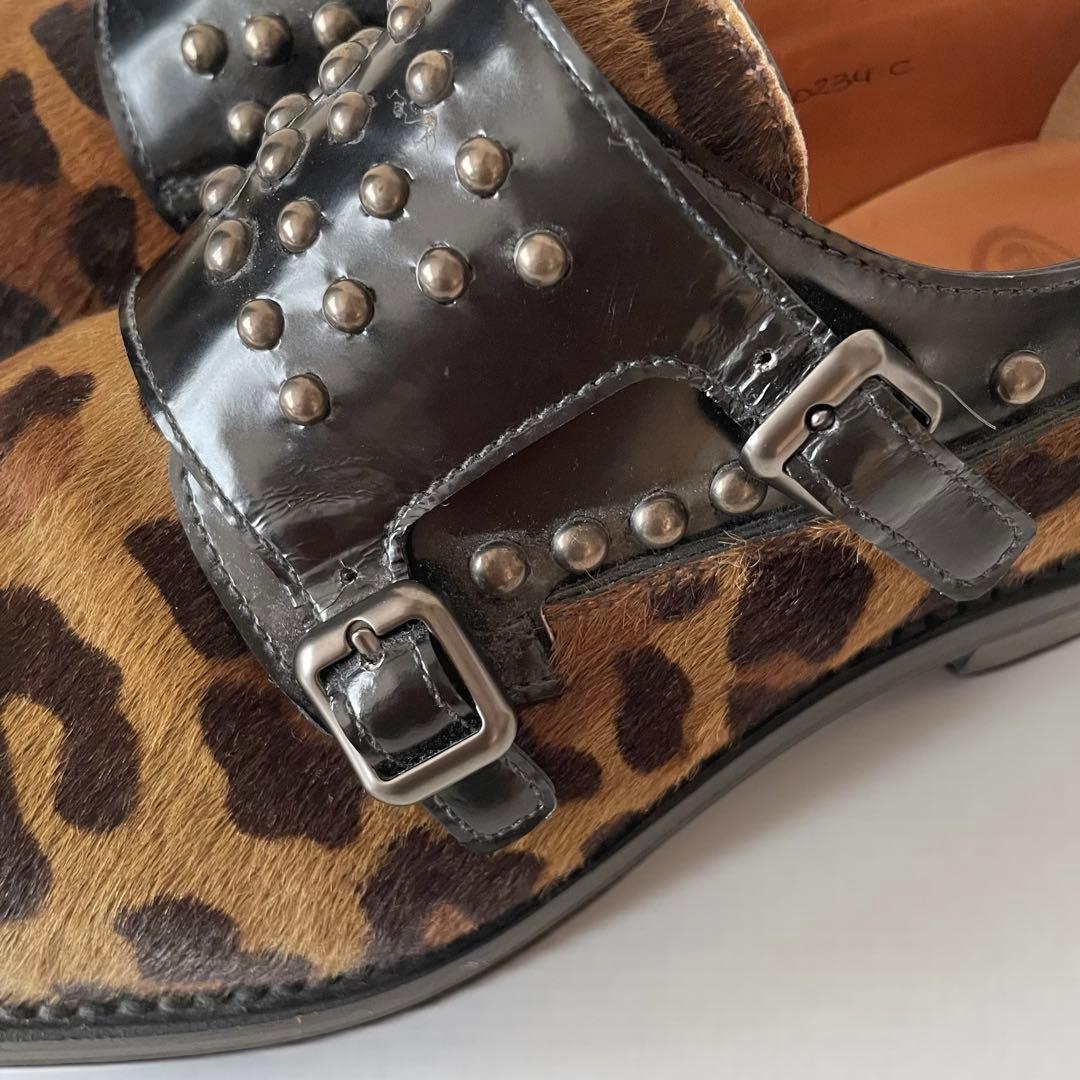 あい⭐︎Church’s レオパード柄 ハラコ スタッズ ダブルモンク