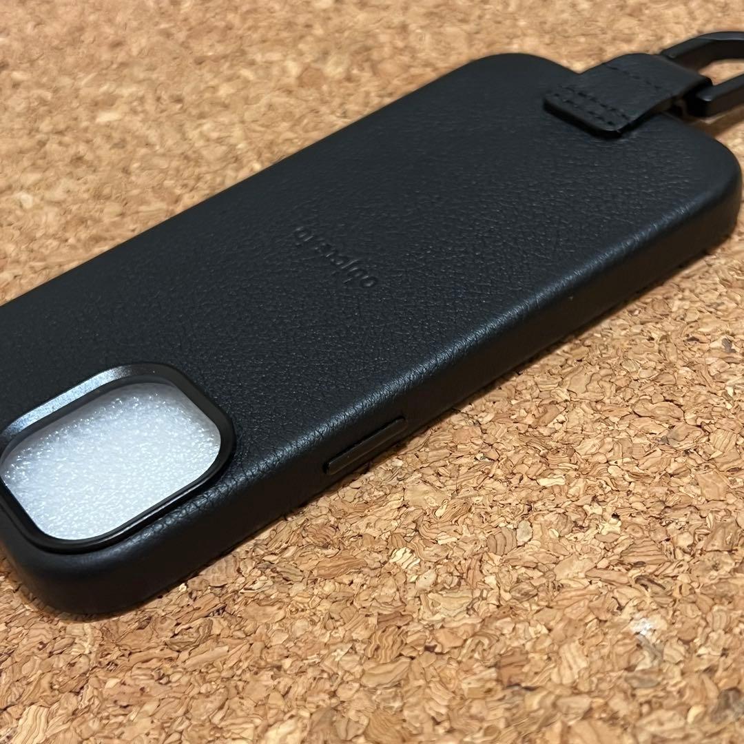 objcts.io カラビナ iPhone14ケース MagSafe レザー 黒
