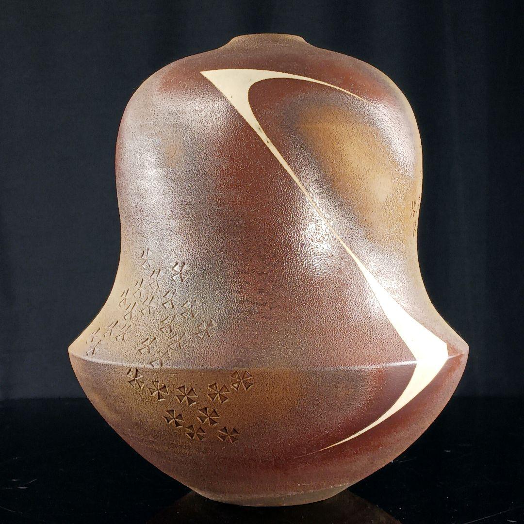 Y2295-5 備前焼 大壷 花瓶 花生 陶印有 高さ41㎝