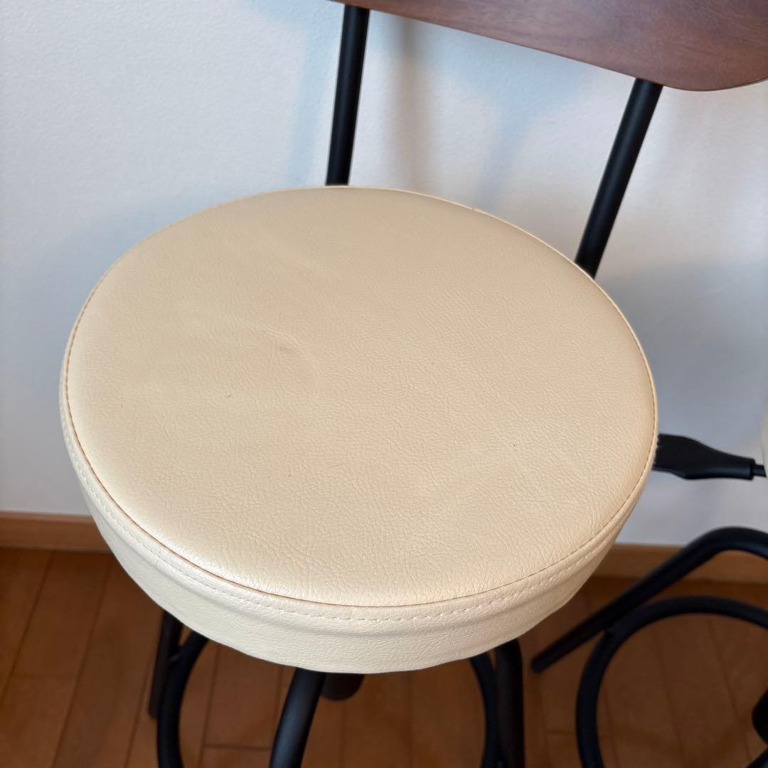 カウンターチェア2脚セット*ベージュ×ブラウン背もたれ　バーチェア スツール