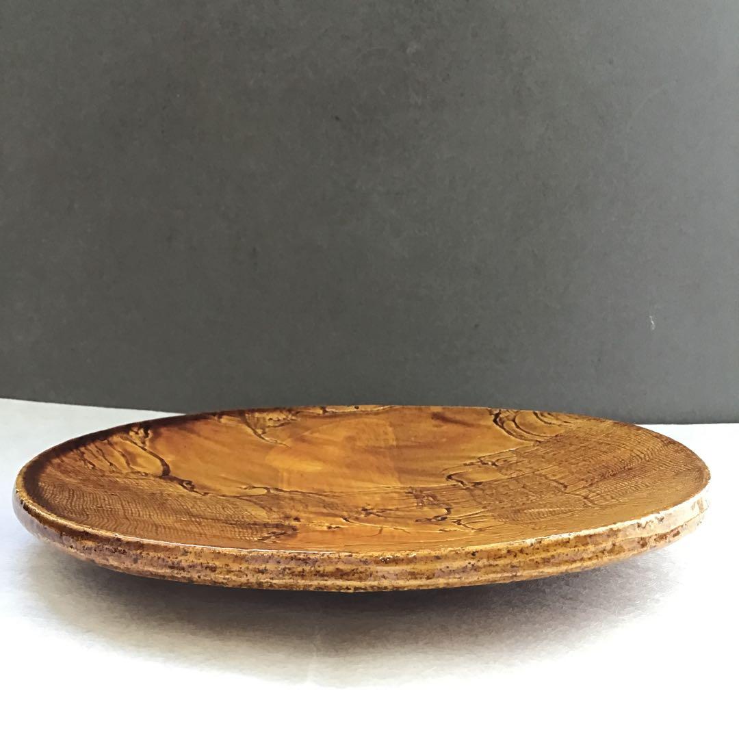 茶道具　飴釉　菓子器　楽焼菓子皿　孤葊(こあん)造　紙箱　S151KZ