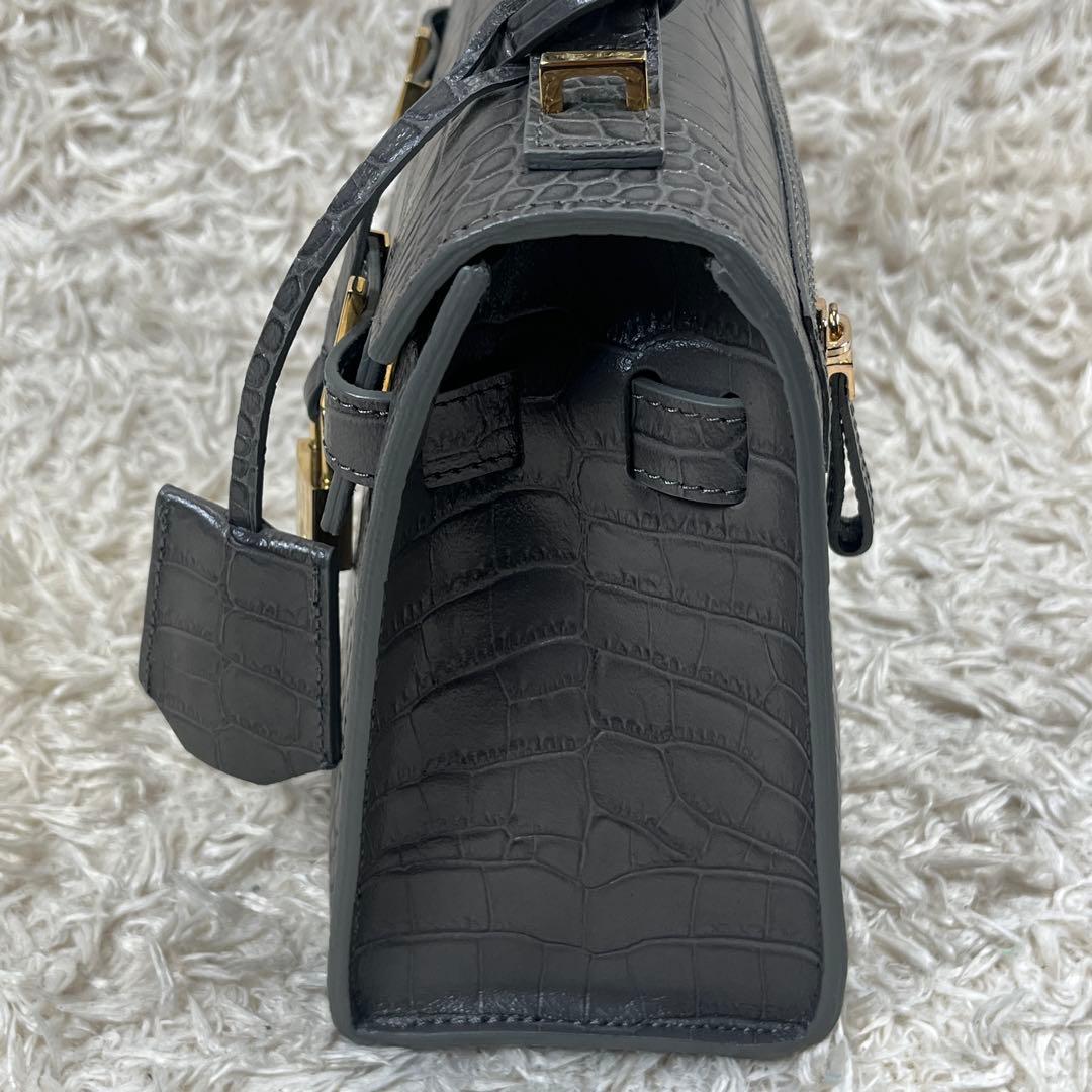 TEDDY BLAKE ショルダーバッグ 2way クロコ型押し グレー系