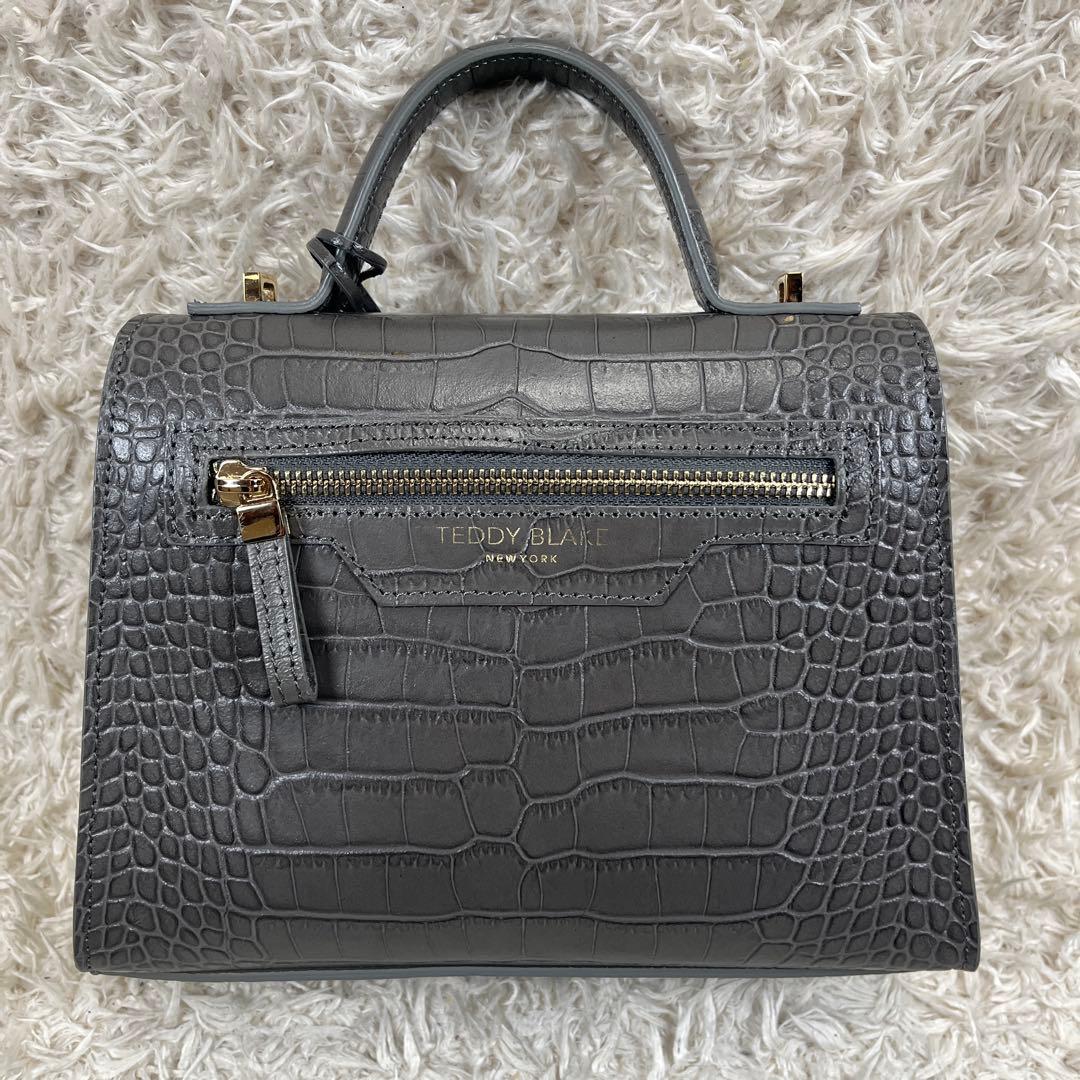 TEDDY BLAKE ショルダーバッグ 2way クロコ型押し グレー系