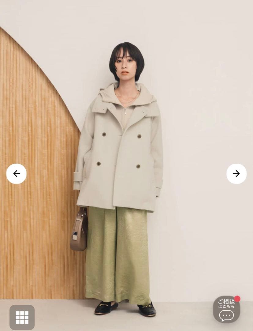 STRATA スタンドカラーミドル丈ウールコート ベージュ