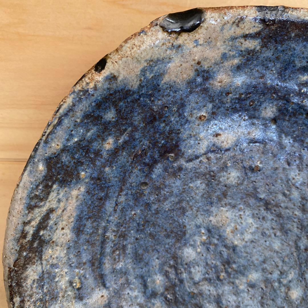 小野哲平　大皿(青)②欠け・修復跡有