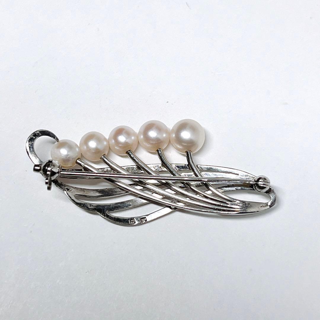 MIKIMOTO ミキモト パール　ブローチ　コサージュ　シルバー　リーフ