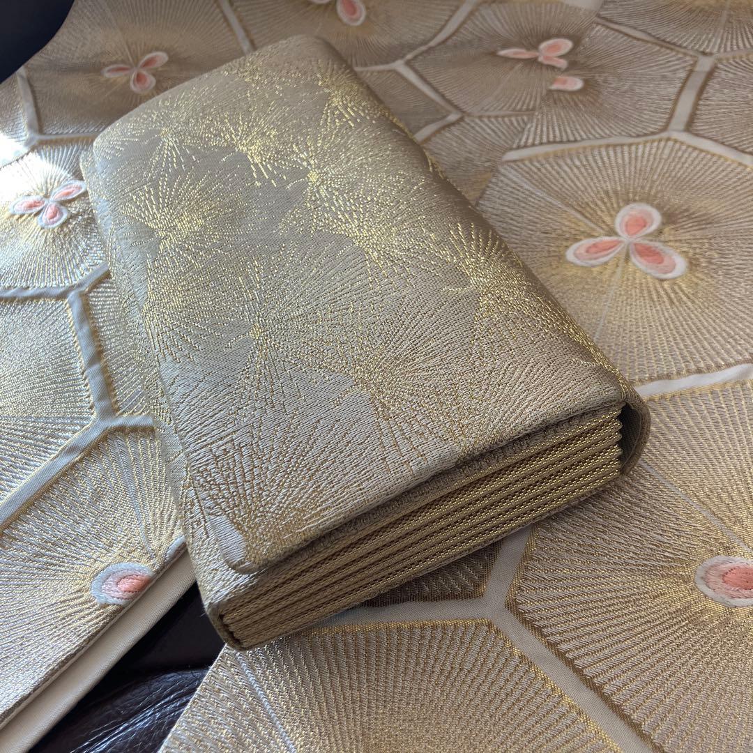 美品江戸小紋＆金糸袋帯&バッグ上品エレガントな3点セット