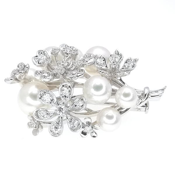 ミキモト MIKIMOTO K18 パール ダイヤ ブローチ 定価99万