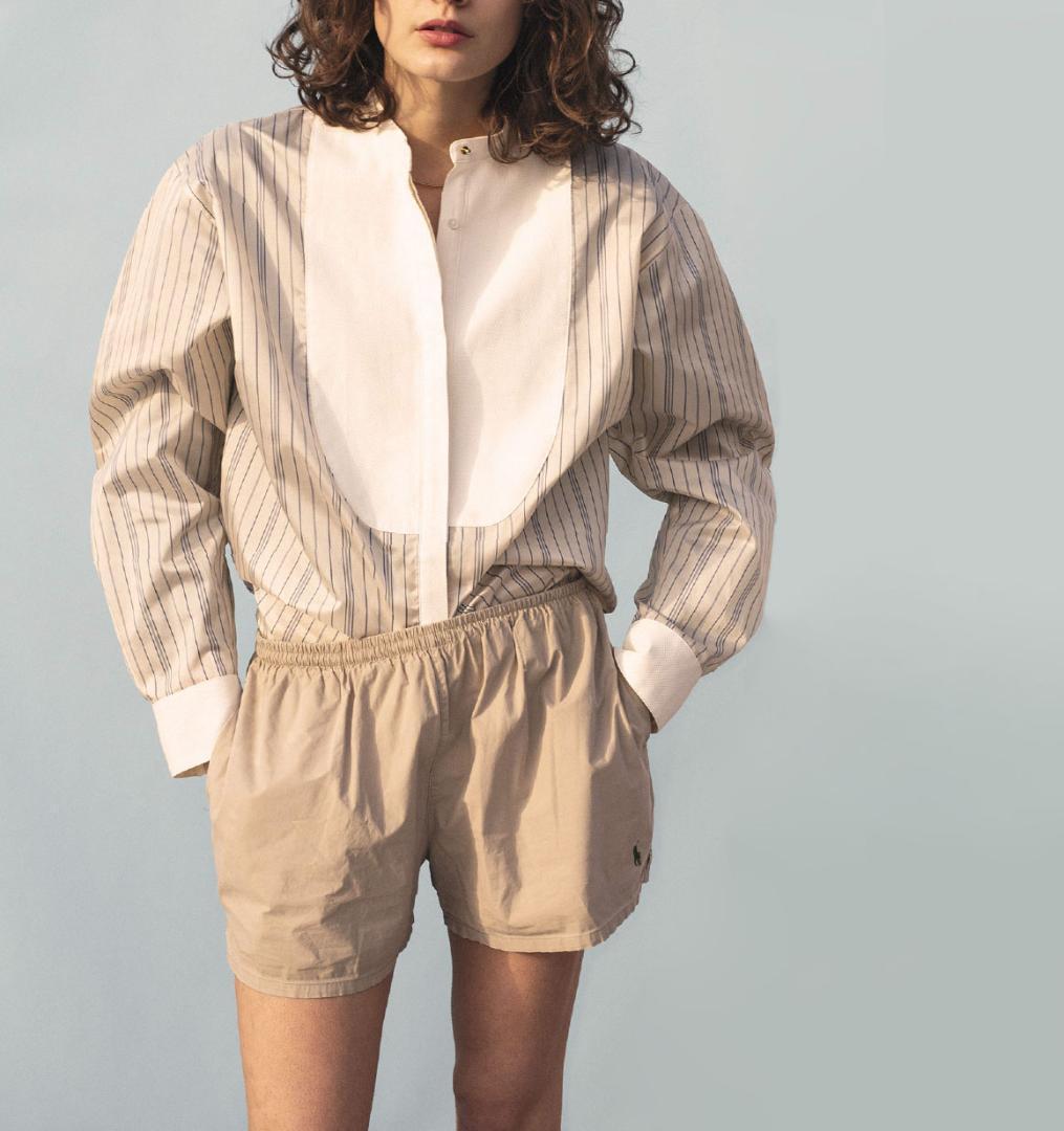 美品 ROKU ロク 2,8万 バンドカラーブラウス B&Y アローズ C551