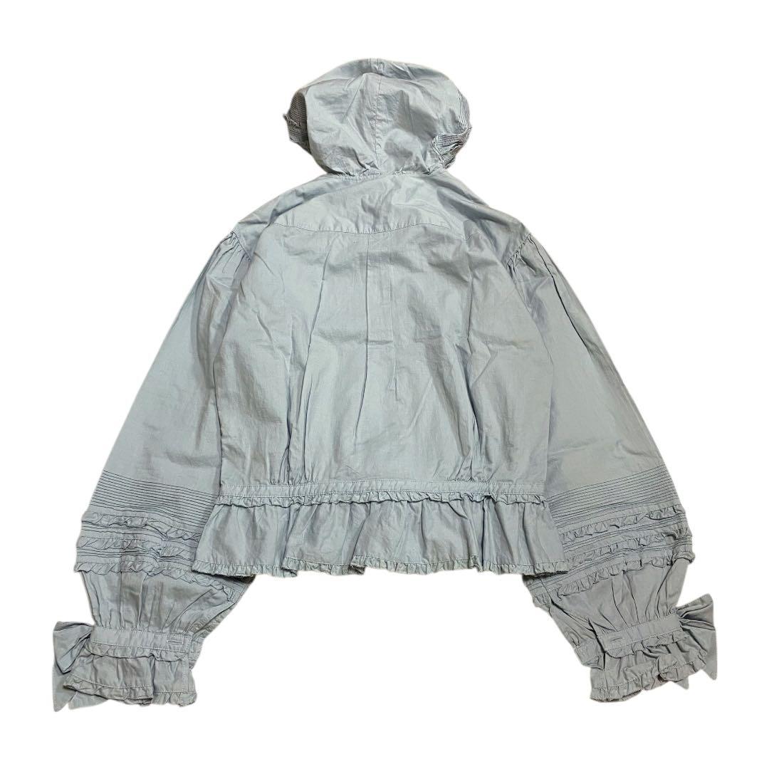 ピンクハウス　オーバーブラウス　ピコフリル　リボン　ピンタック　フード付き