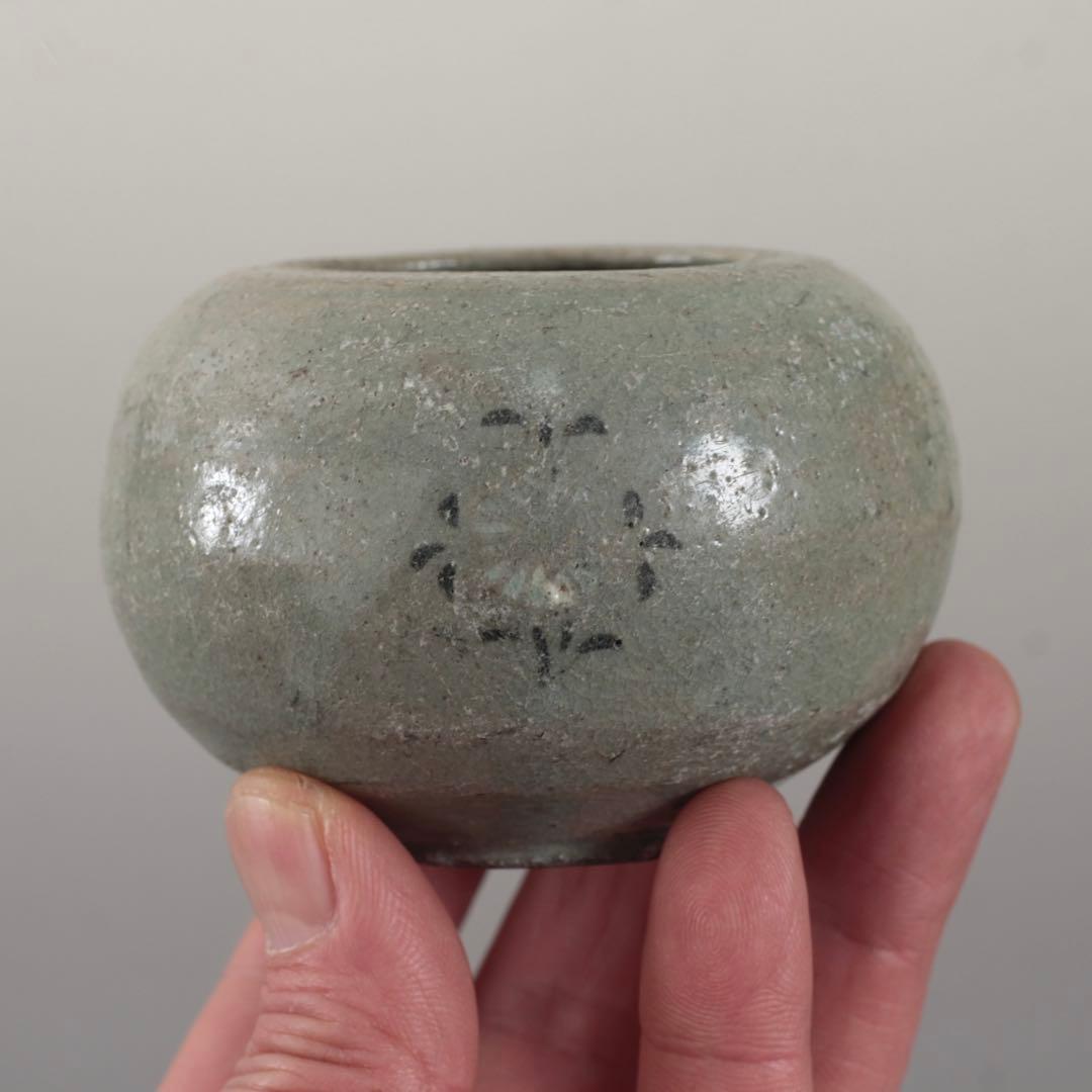 高麗青磁 白黒象嵌 水盂 小壺 書道具 朝鮮美術 古美術 古道具 アンティーク