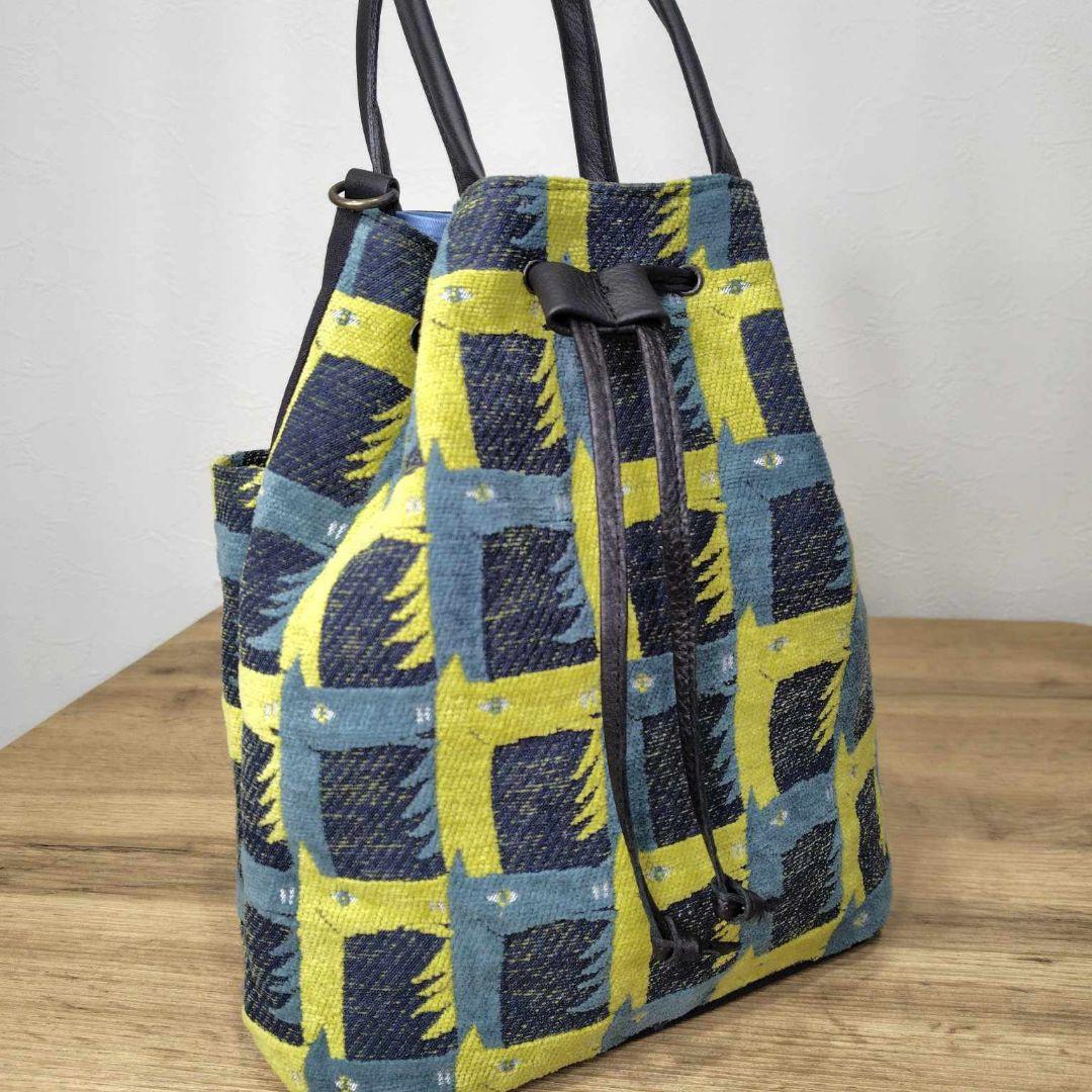 ミナペルホネン/thoroughbredサラブレットネイビー/巾着Lサイズ