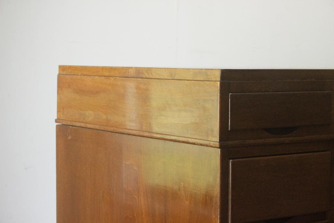 レトロ 両袖デスク 机 書斎 作業台 引き出し 抽斗 9杯 分割可能 木製