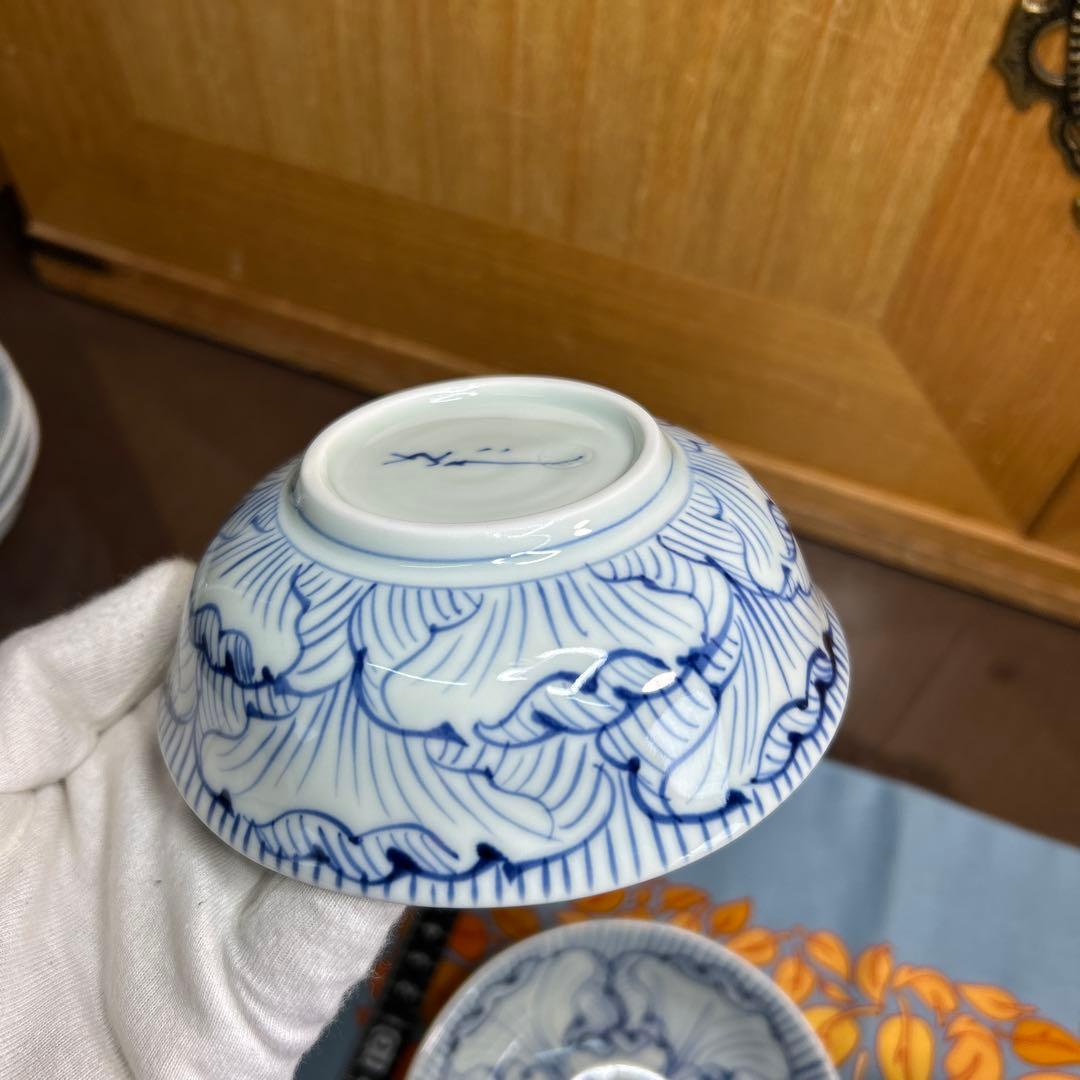 そうた窯　染付花弁紋　小鉢揃と小皿揃　美品